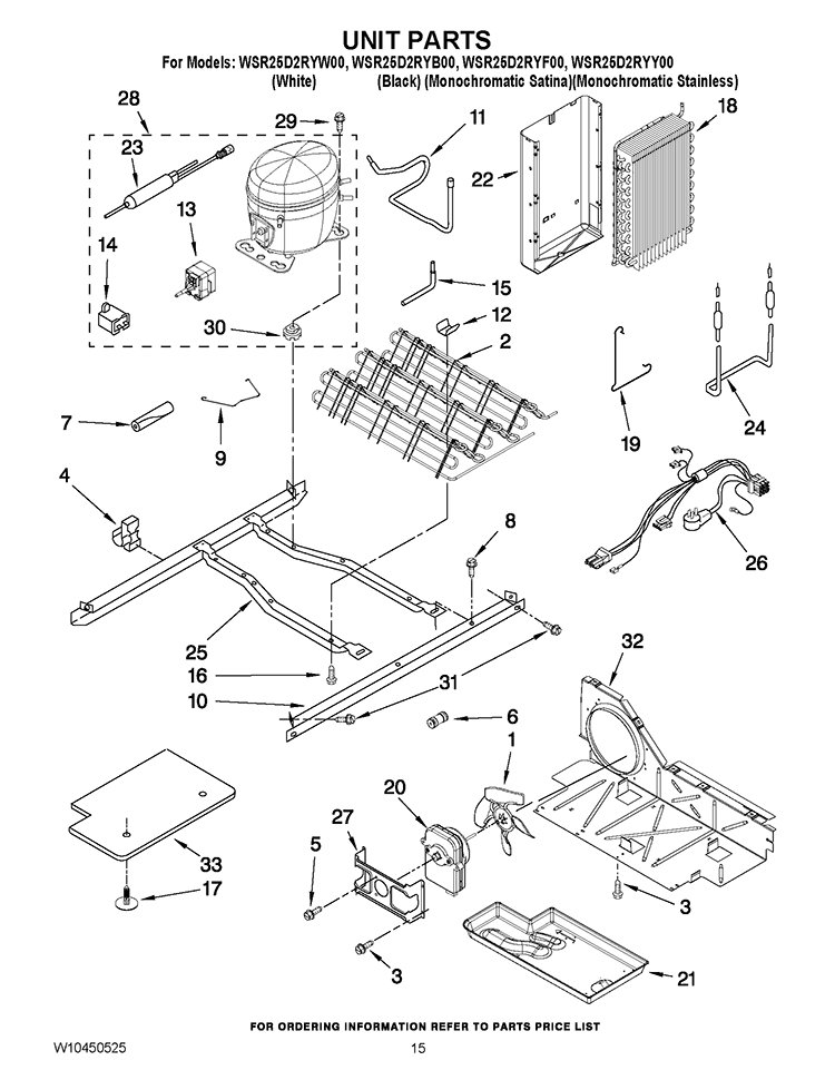 UNIT PARTS Diagram and Parts List for WSR25D2RYW00  Whirlpool Refrigerator