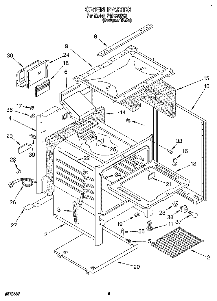 OVEN Diagram and Parts List for FGP335BQ1  Roper Range