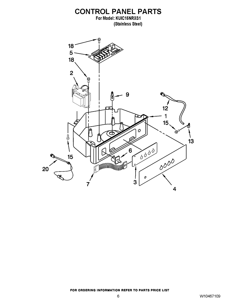 CONTROL PANEL PARTS Diagram and Parts List for KUIC15NRXS1  KitchenAid Ice Maker