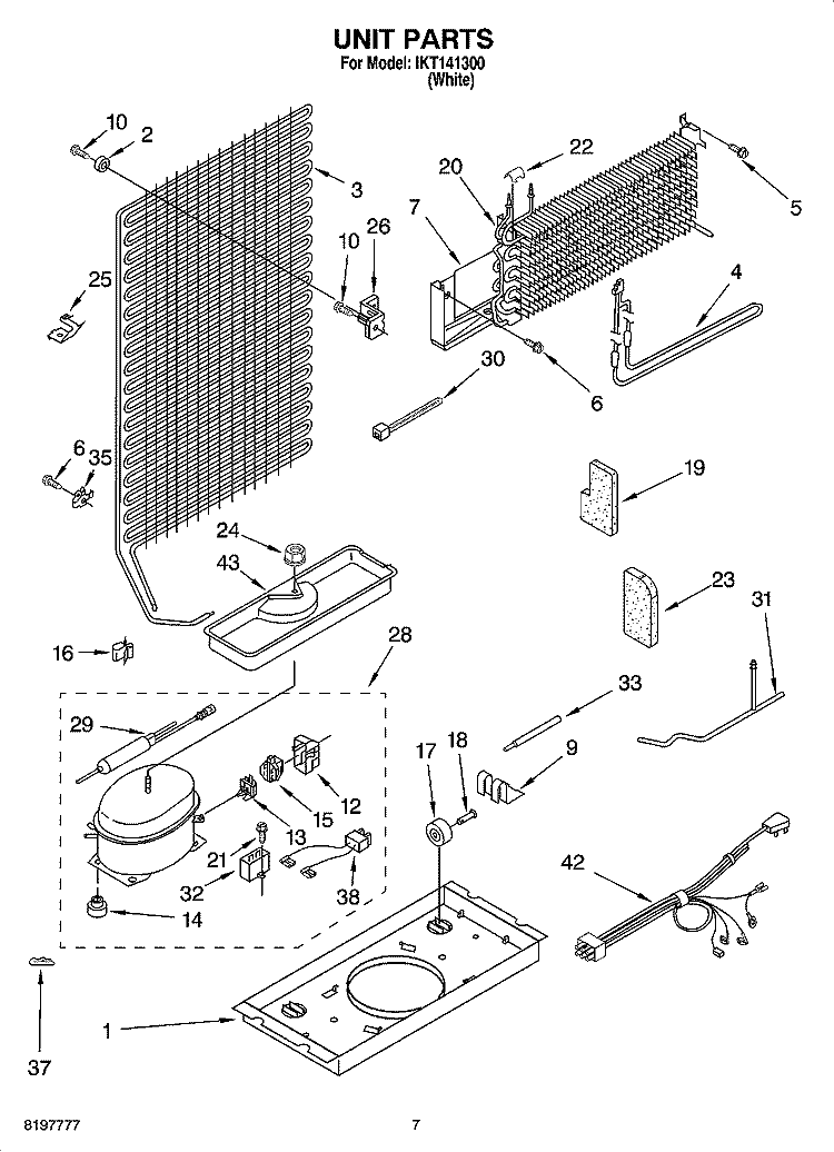 UNIT PARTS Diagram and Parts List for IKT141300  Inglis Refrigerator
