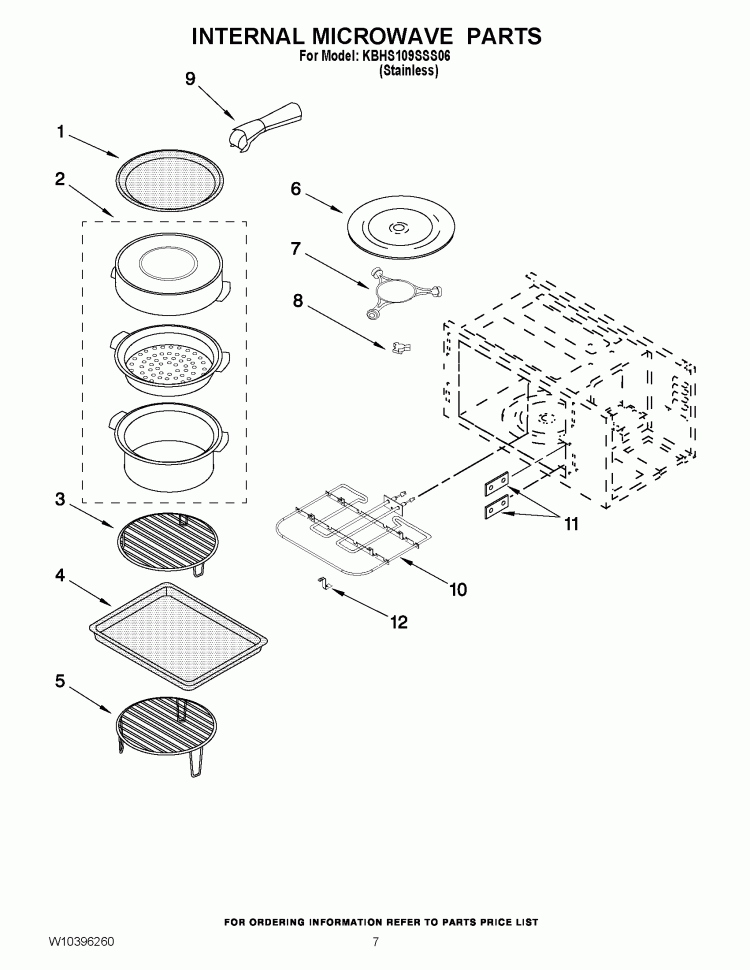 INTERNAL MICROWAVE PARTS Diagram and Parts List for KBHS109SSS06  KitchenAid Microwave