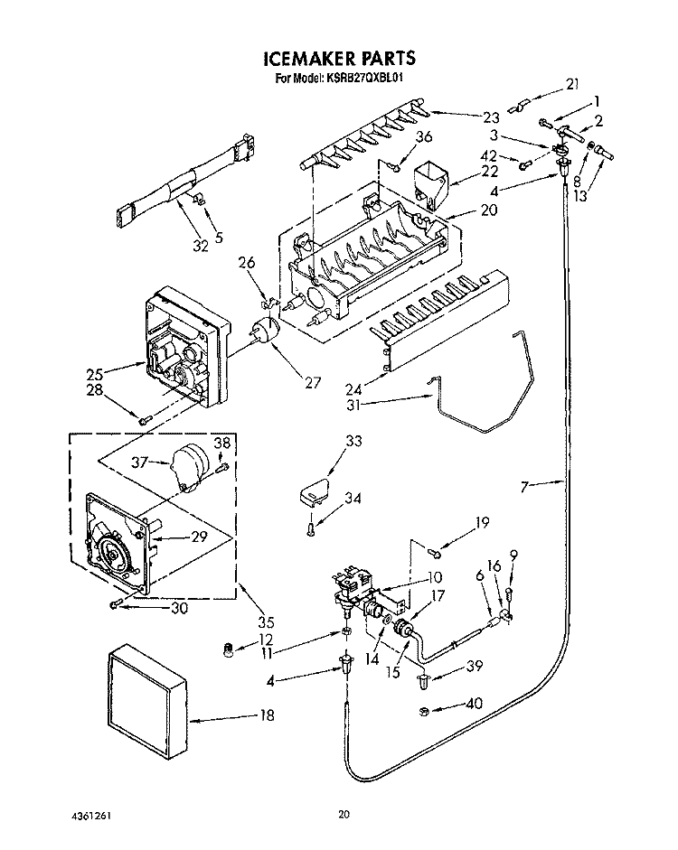 ICEMAKER, LIT/OPTIONAL Diagram and Parts List for KSRB27QXBL01  KitchenAid Refrigerator