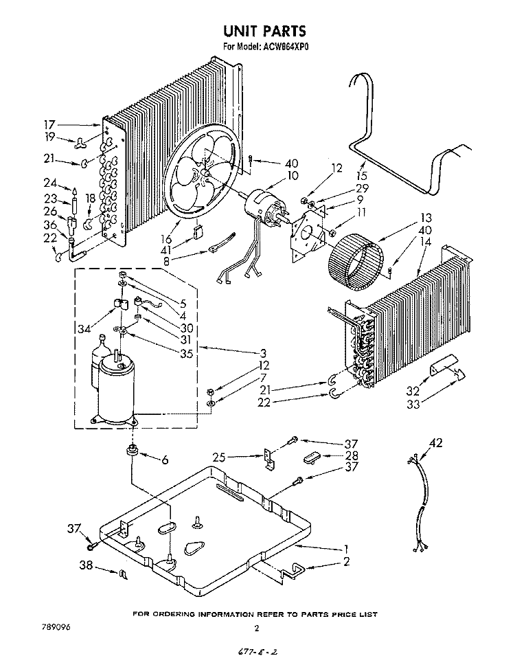 UNIT Diagram and Parts List for ACW864XP0  Whirlpool Air Conditioner