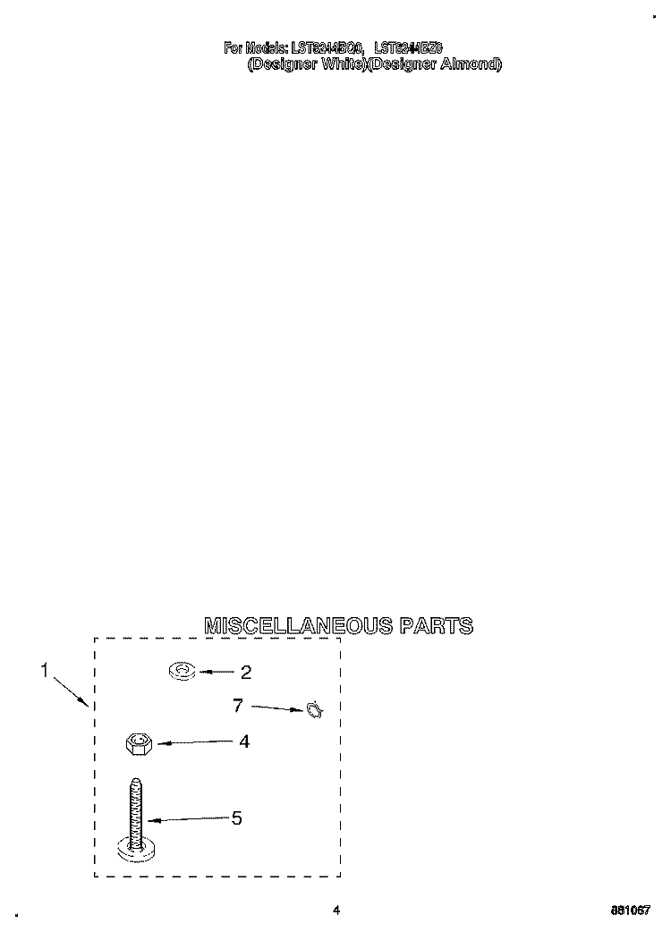 MISCELLANEOUS Diagram and Parts List for LST8244BZ0  Whirlpool Washer