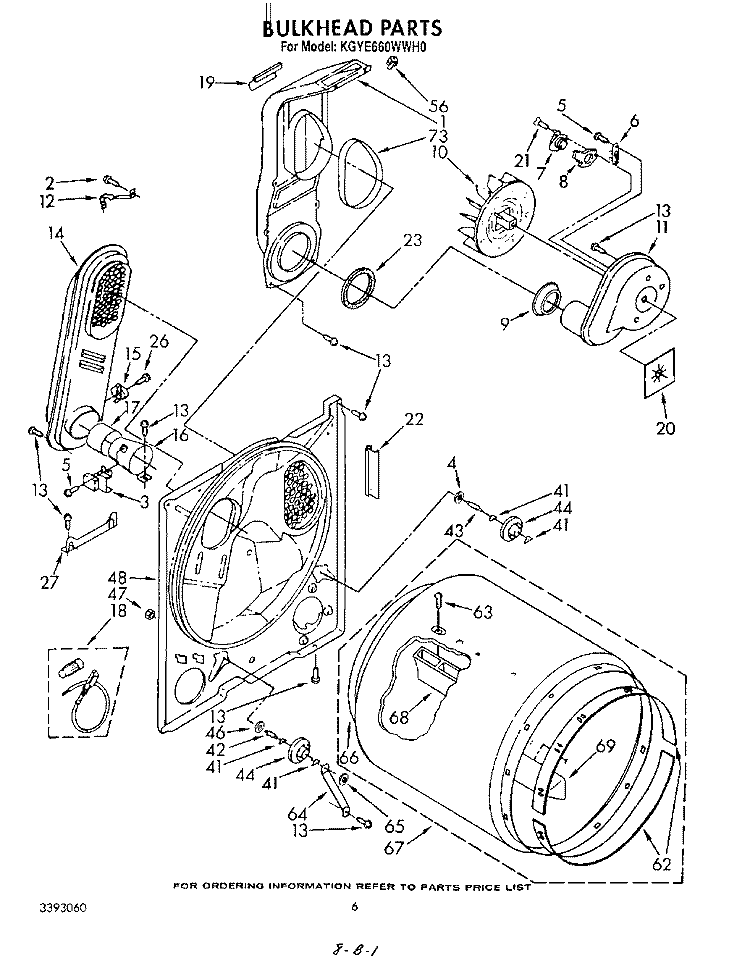 BULKHEAD Diagram and Parts List for KGYE660WAL0  KitchenAid Dryer