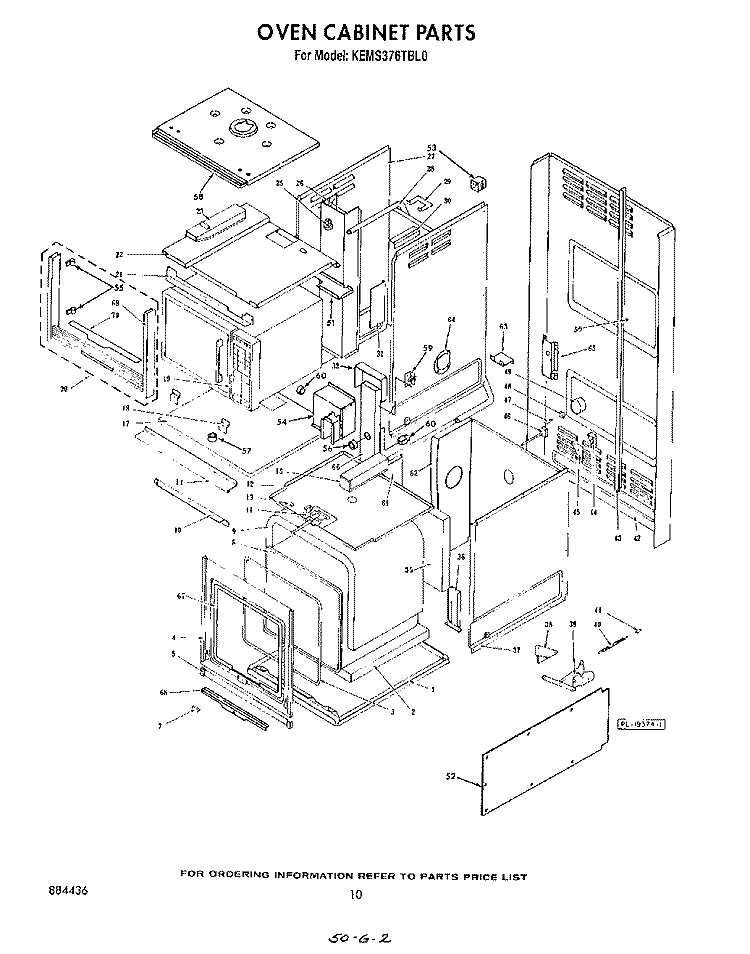 OVEN CABINET Diagram and Parts List for KEMS376TWH0  KitchenAid Microwave Oven Combo