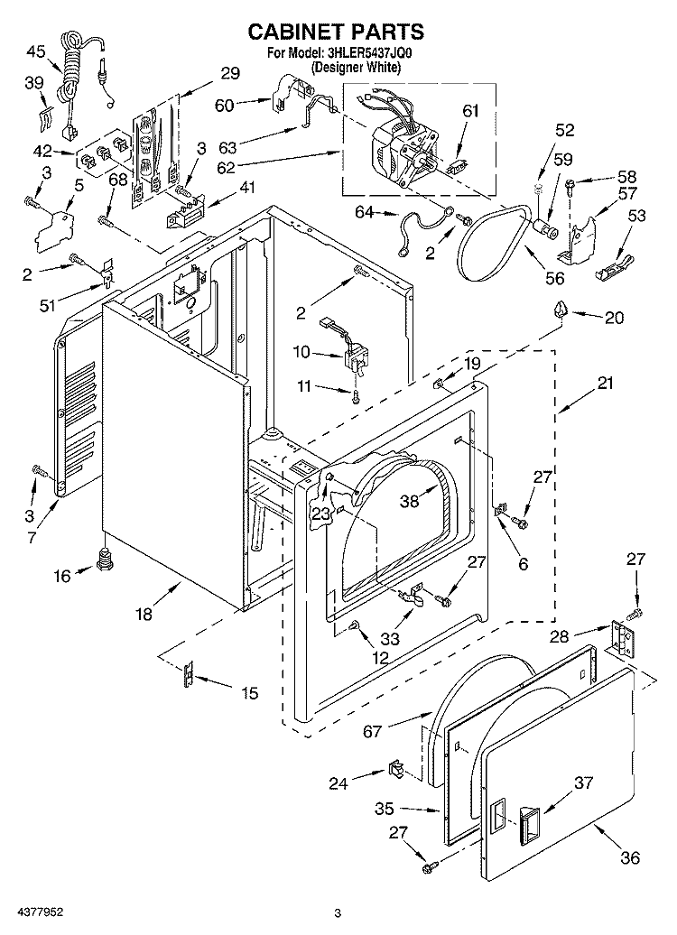 SECTION Diagram and Parts List for 3HLER5437JQ0  Whirlpool Dryer