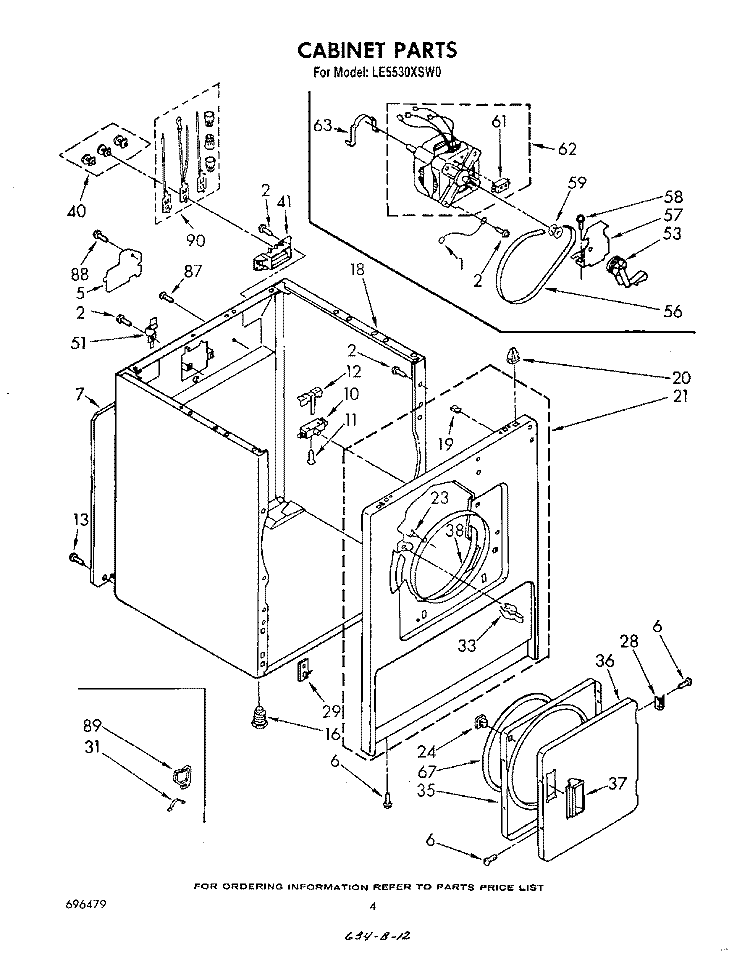 SECTION Diagram and Parts List for LE5530XSW0  Whirlpool Dryer