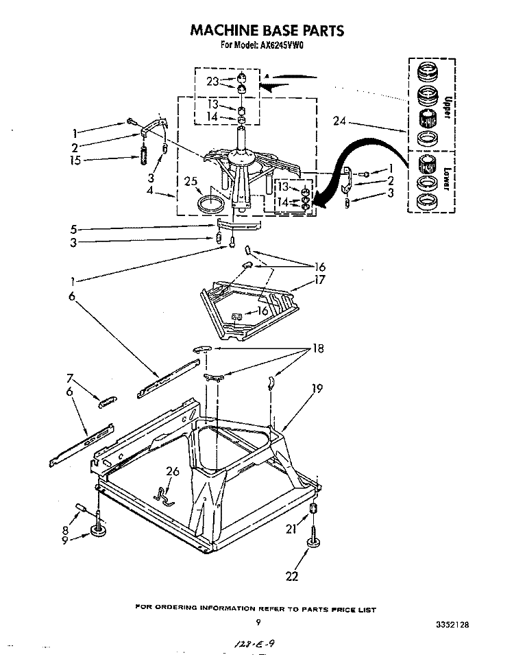 MACHINE BASE Diagram and Parts List for AX6245VL0  Whirlpool Washer