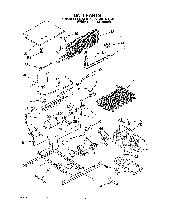 UNIT Diagram and Parts List for KTRD18KAAL20  Whirlpool Refrigerator