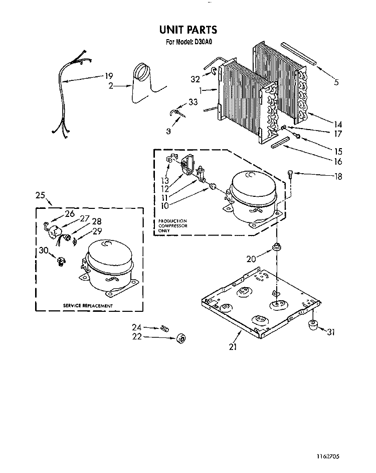 SECTION Diagram and Parts List for D30A0  Whirlpool Dehumidifier
