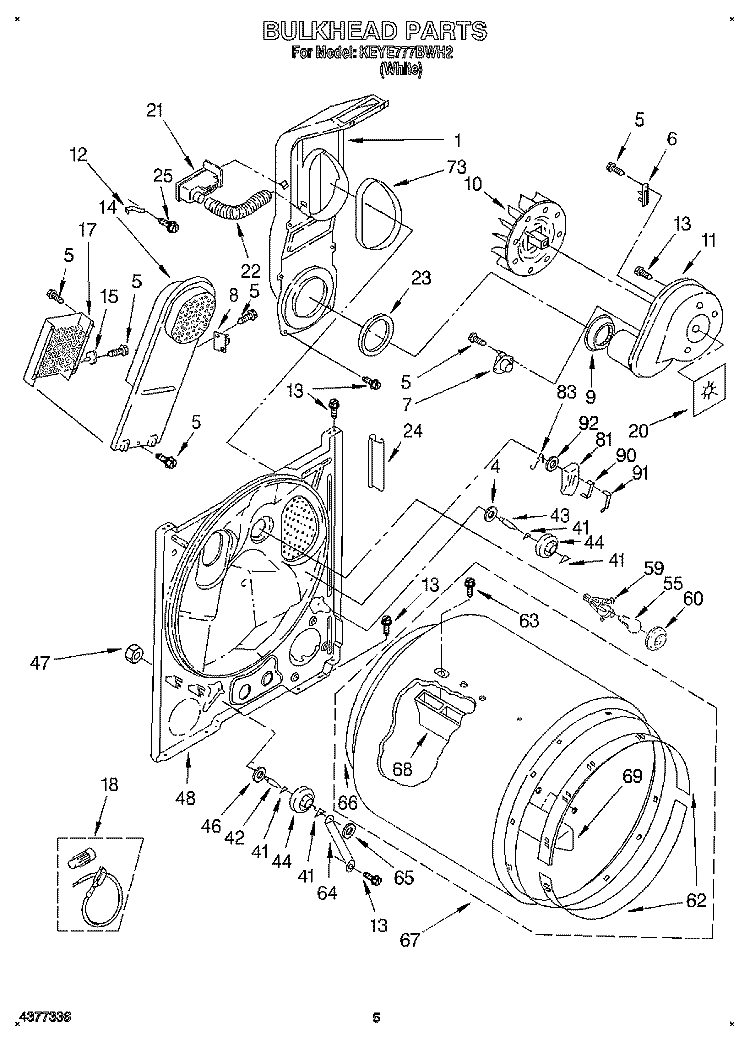 SECTION Diagram and Parts List for KEYE777BWH2  KitchenAid Dryer