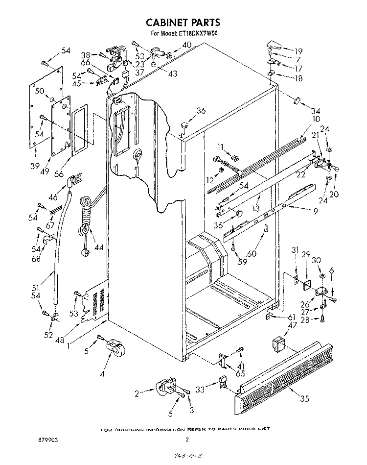 CABINET Diagram and Parts List for ET18DKXTF00  Whirlpool Refrigerator