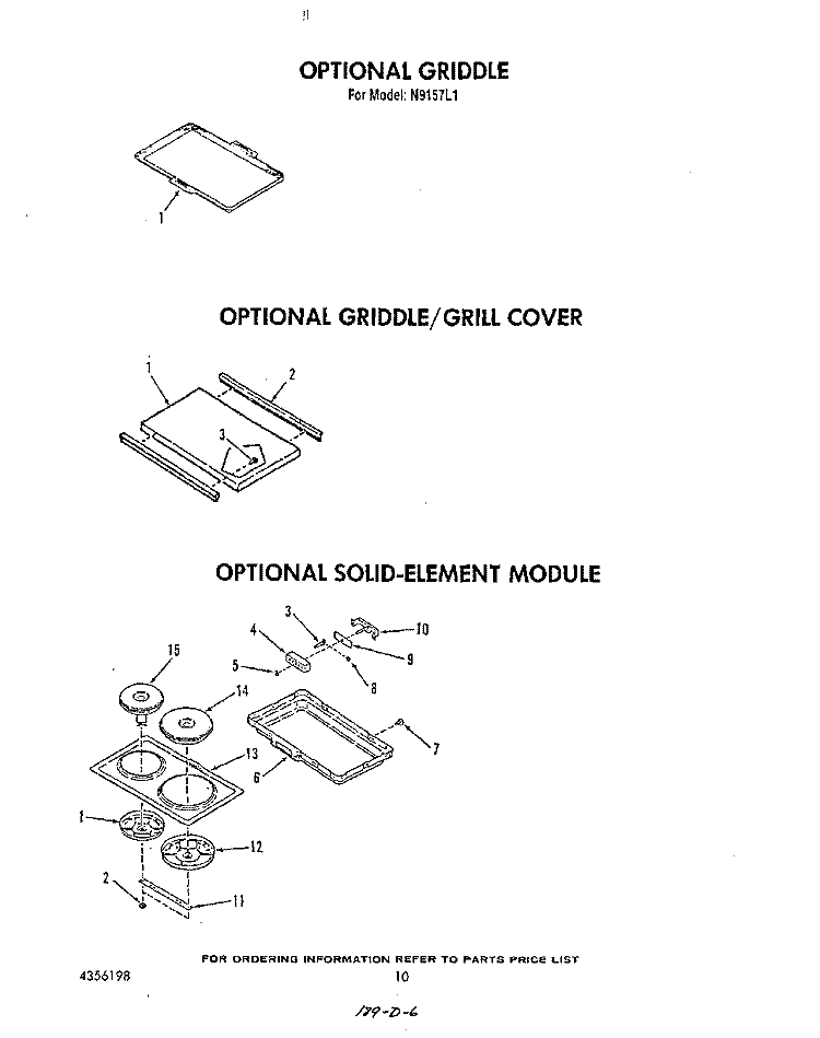 GRIDDLE , GRIDDLE/GRILL COVER Diagram and Parts List for N9157L1  Roper Range