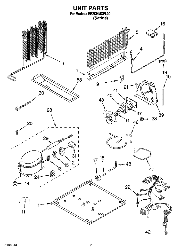 UNIT PARTS Diagram and Parts List for ER2CHMXPL00  Whirlpool Refrigerator