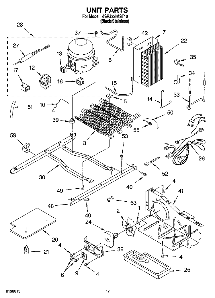 UNIT PARTS Diagram and Parts List for KSRJ22IMST10  KitchenAid Refrigerator