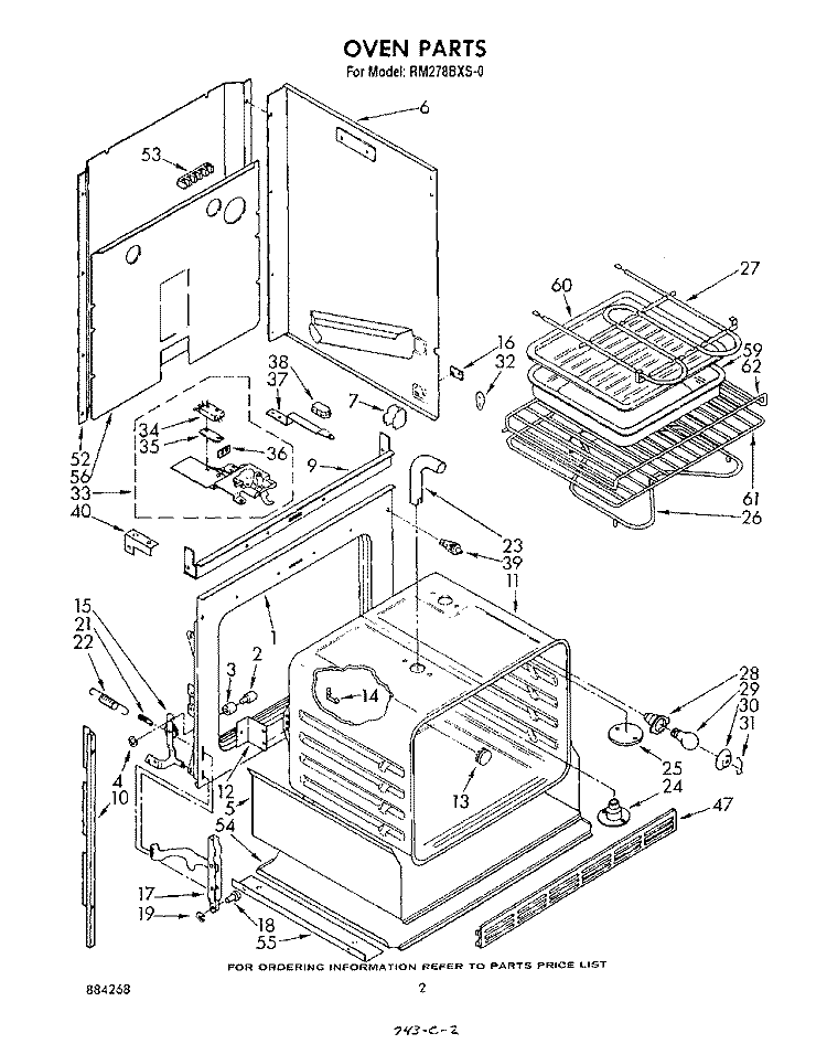 OVEN Diagram and Parts List for RM278BXS0  Whirlpool Microwave Oven Combo