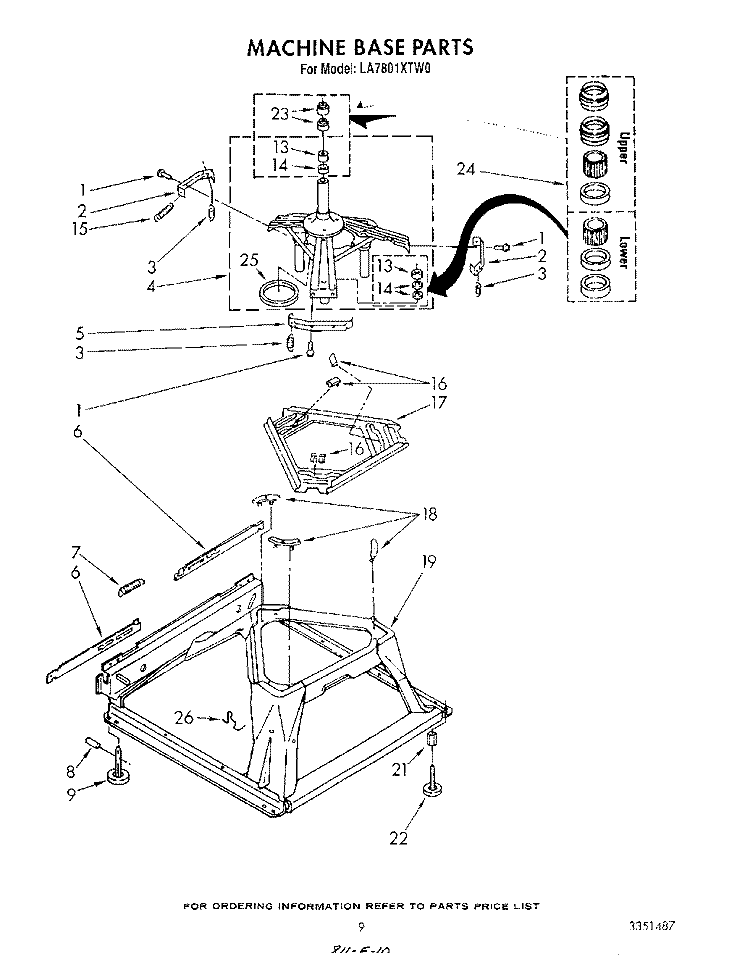 MACHINE BASE Diagram and Parts List for LA7801XTF0  Whirlpool Washer