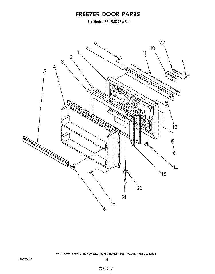 FREEZER DOOR Diagram and Parts List for EB19MKXRWR1  Whirlpool Refrigerator