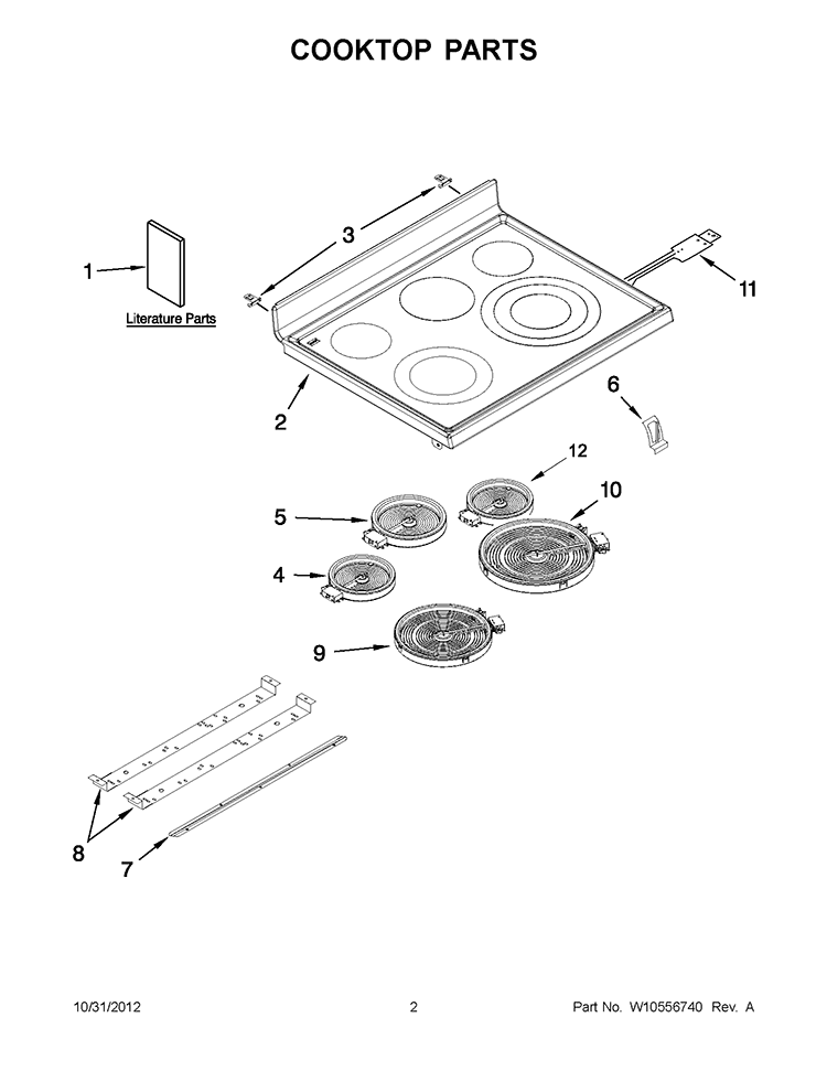 COOKTOP PARTS Diagram and Parts List for KERS206XSS3  KitchenAid Range