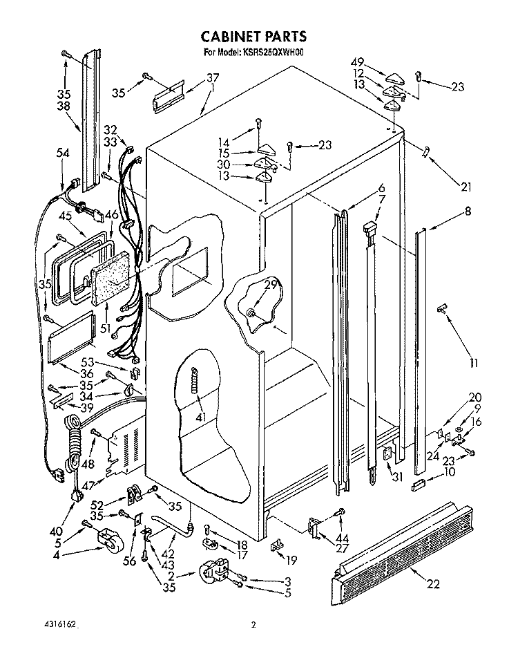 CABINET Diagram and Parts List for KSRS25QXAL00  KitchenAid Refrigerator