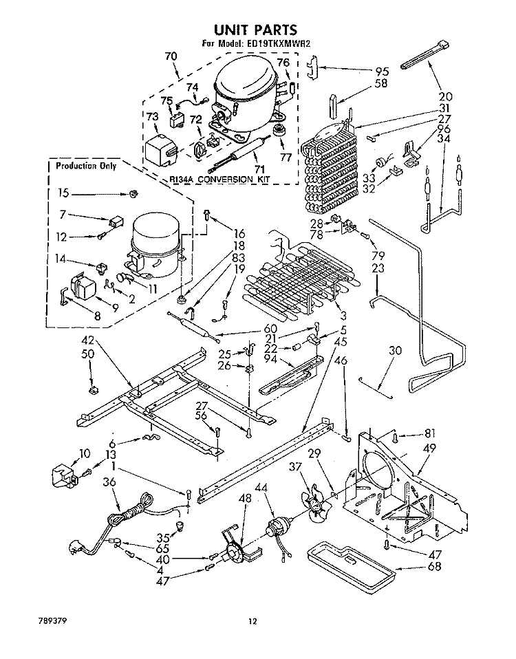 UNIT , LIT/OPTIONAL Diagram and Parts List for ED19TKXMWR2  Whirlpool Refrigerator