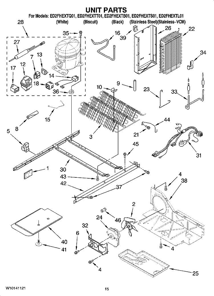 UNIT PARTS Diagram and Parts List for ED2FHEXTQ01  Whirlpool Refrigerator
