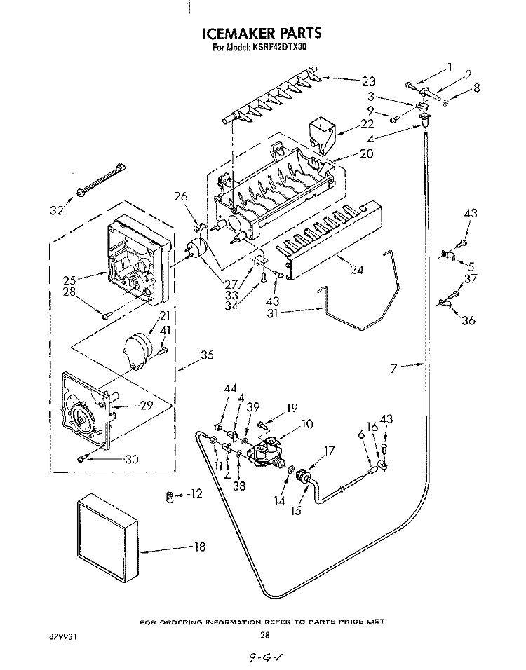 ICE MAKER Diagram and Parts List for KSRF42DTX00  KitchenAid Refrigerator