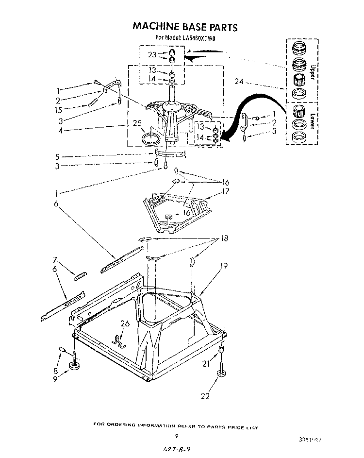 MACHINE BASE Diagram and Parts List for LA5460XTM0  Whirlpool Washer