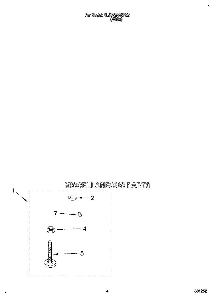 MISCELLANEOUS Diagram and Parts List for CAE2792EW0  Whirlpool Washer