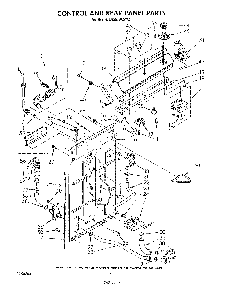 CONTROL AND REAR PANEL Diagram and Parts List for LA5578XSW2  Whirlpool Washer