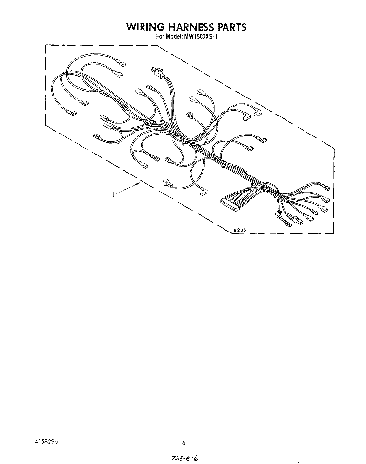 WIRING HARNESS , LIT/OPTIONAL Diagram and Parts List for MW1500XS1  Whirlpool Microwave