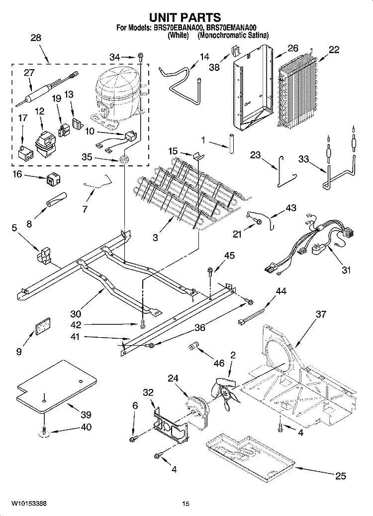 UNIT PARTS Diagram and Parts List for BRS70EMANA00  Whirlpool Refrigerator