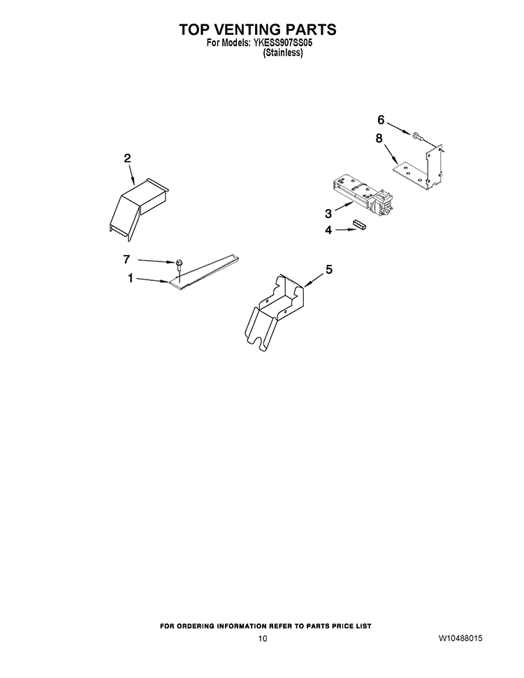 TOP VENTING PARTS Diagram and Parts List for YKESS907SS05  KitchenAid Range