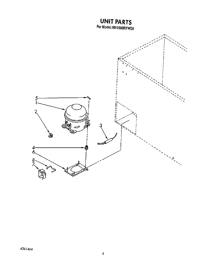 SECTION Diagram and Parts List for RH1000RYW00  Roper Freezer