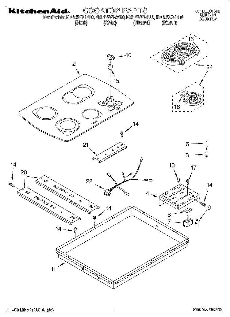 SECTION Diagram and Parts List for KECC507GAL0  KitchenAid Cooktop