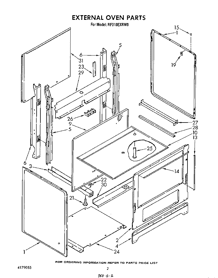 EXTERNAL OVEN , LITERATURE AND OPTIONAL Diagram and Parts List for RF010EXRW0  Whirlpool Range