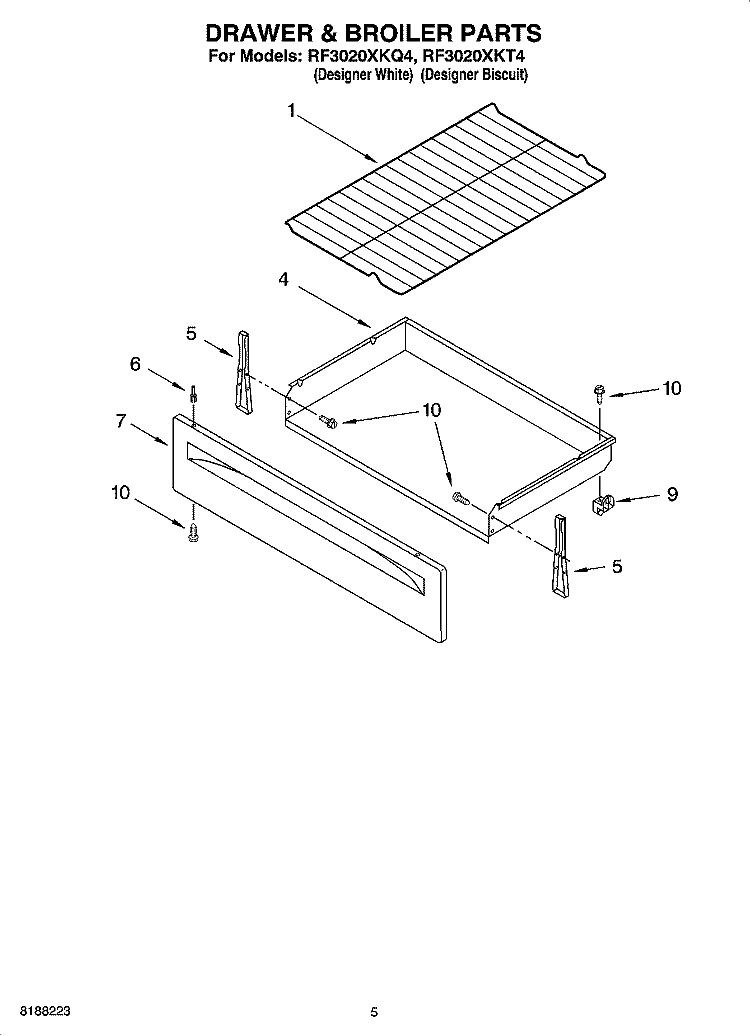 DRAWER & BROILER PARTS Diagram and Parts List for RF3020XKQ4  Whirlpool Range