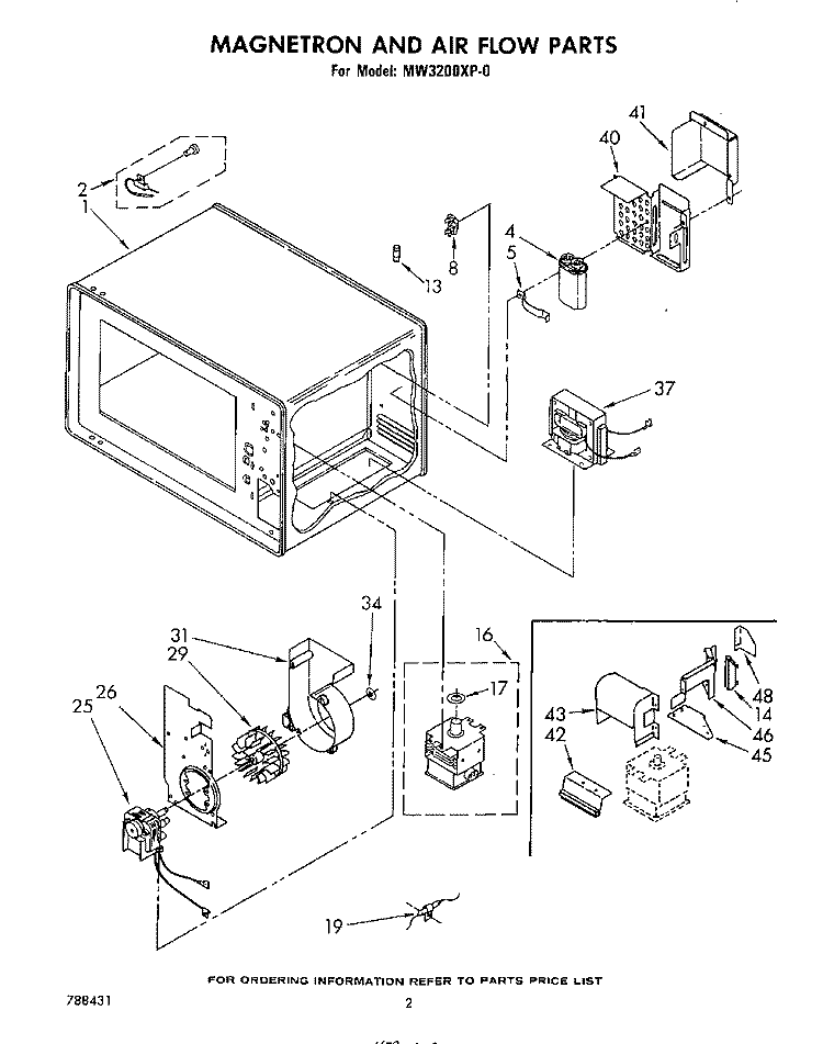 SECTION Diagram and Parts List for MW3200XP0  Whirlpool Microwave