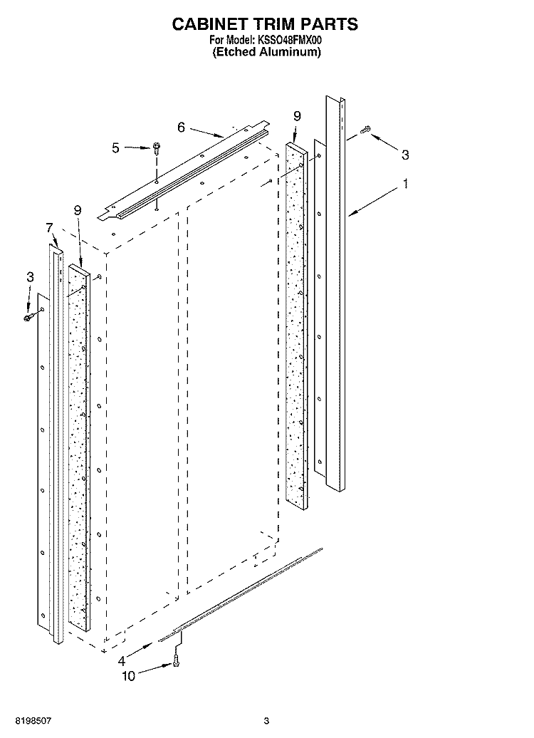 CABINET TRIM PARTS Diagram and Parts List for KSSO48FMX00  KitchenAid Refrigerator