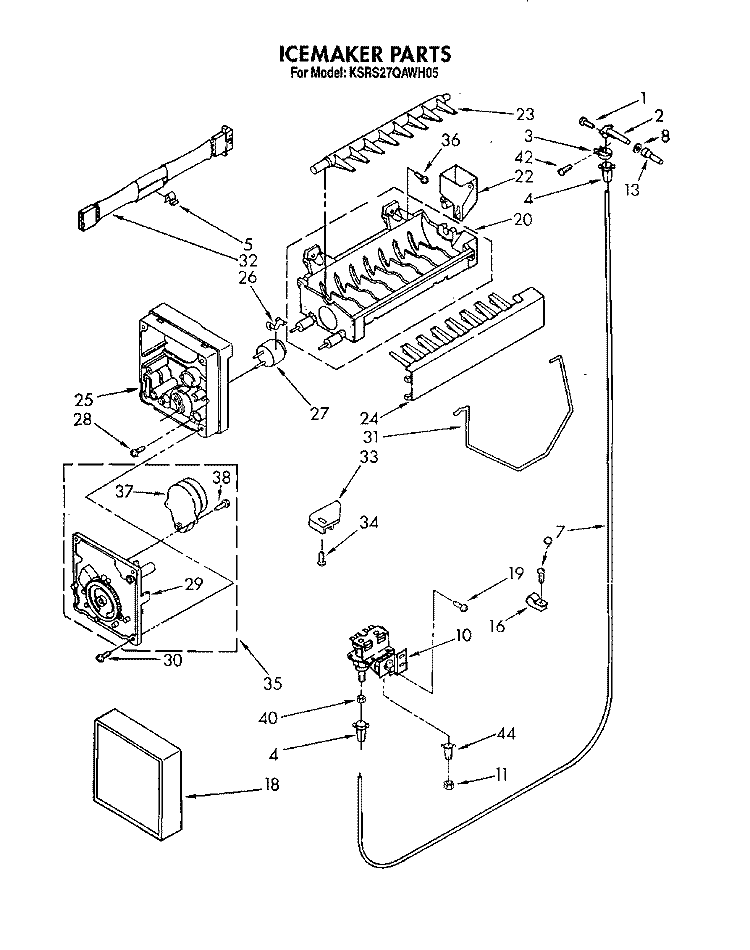 ICEMAKER Diagram and Parts List for KSRS27QAWH05  KitchenAid Refrigerator