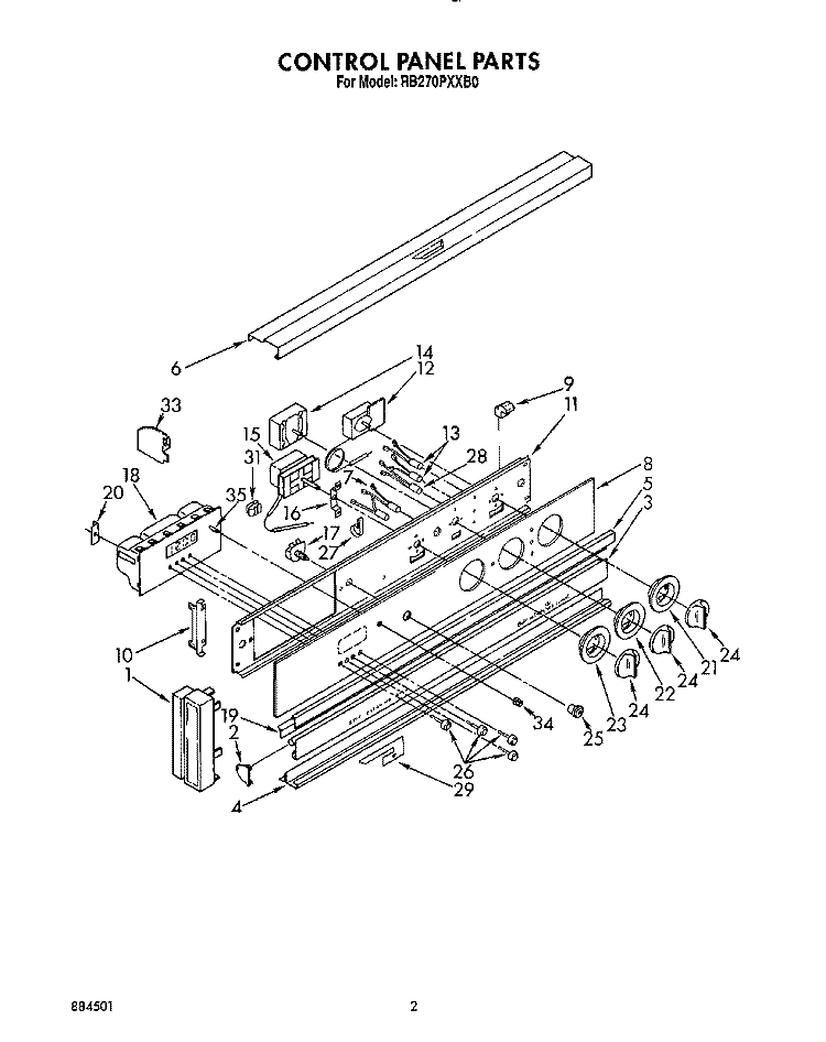 CONTROL PANEL, LIT/OPTIONAL Diagram and Parts List for RB270PXXW0  Whirlpool Wall Oven