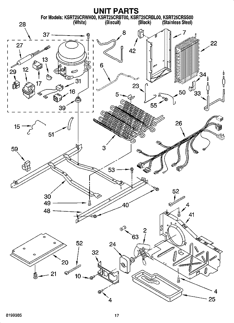UNIT PARTS Diagram and Parts List for KSRT25CRBL00  KitchenAid Refrigerator