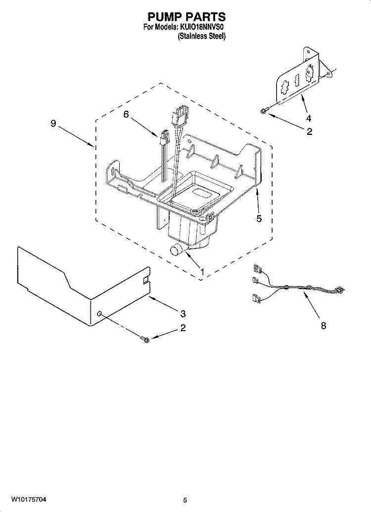 PUMP PARTS Diagram and Parts List for KUIO18NNVS0  KitchenAid Ice Maker