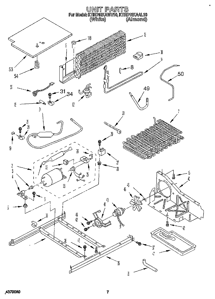 UNIT Diagram and Parts List for KTRD18KAWH10  Whirlpool Refrigerator