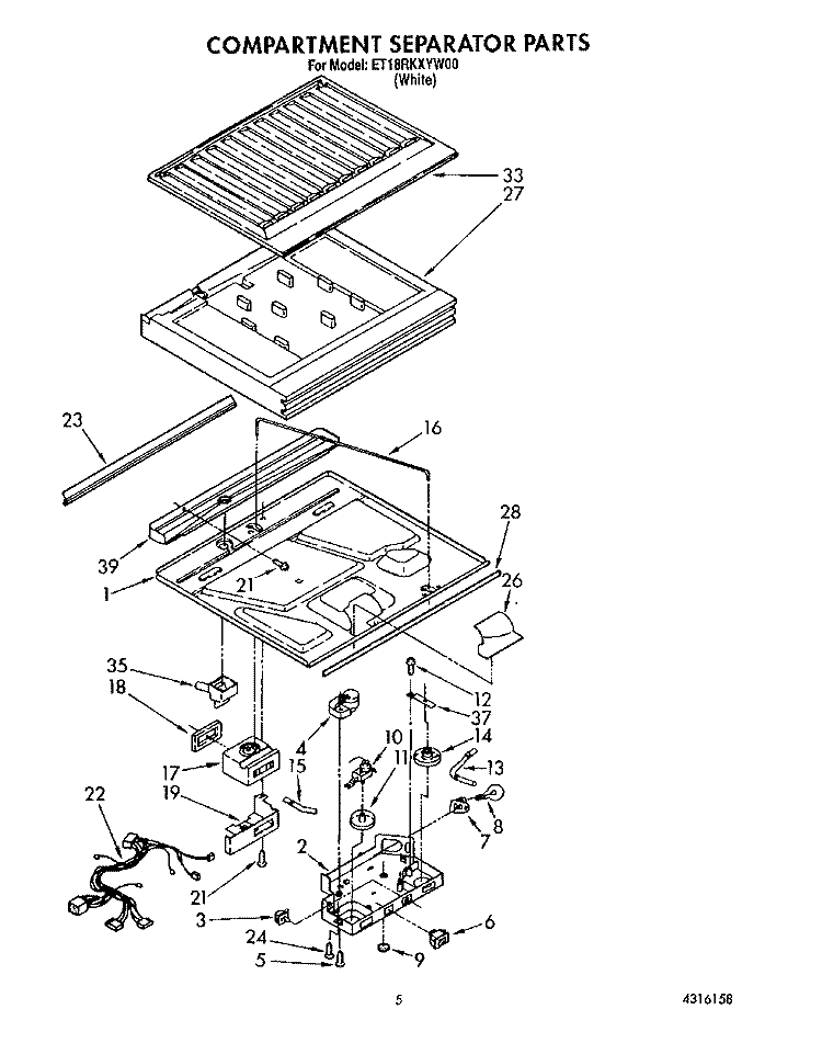 COMPARTMENT SEPARATOR Diagram and Parts List for RT18RKXYW00  Whirlpool Refrigerator