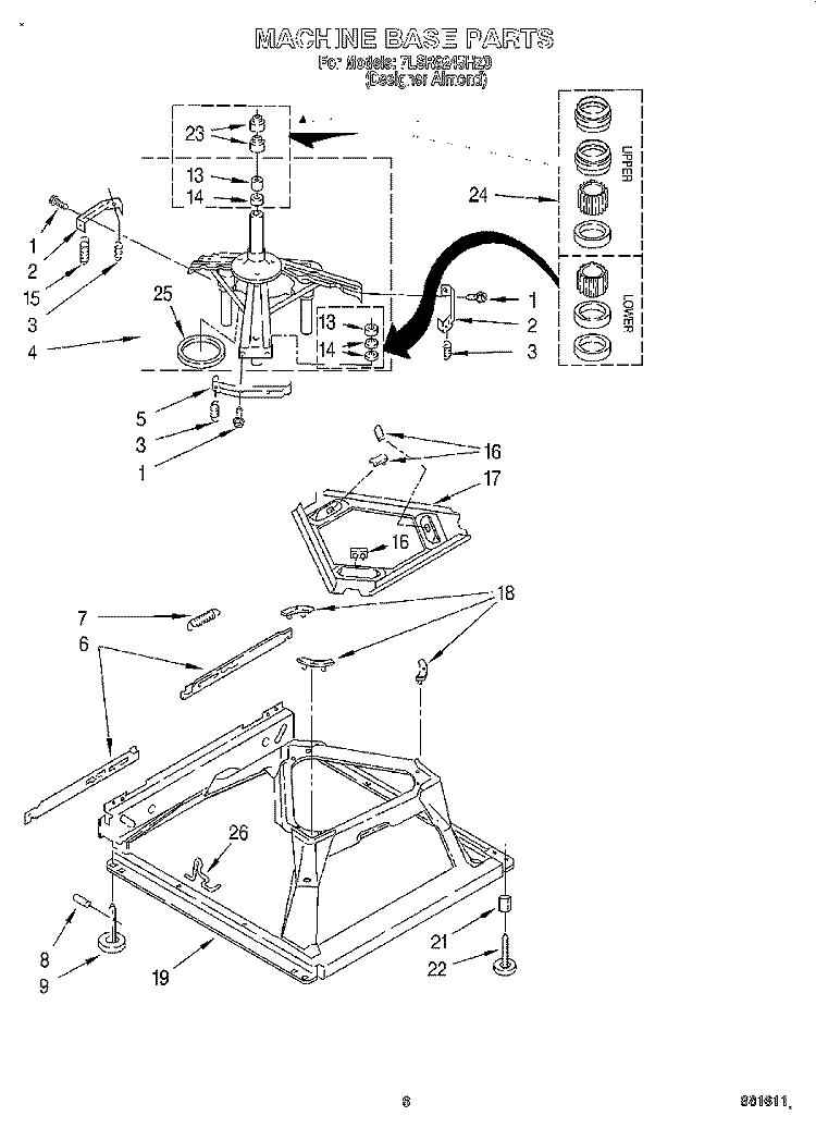 MACHINE BASE Diagram and Parts List for 7LSR9245HZ0  Whirlpool Washer