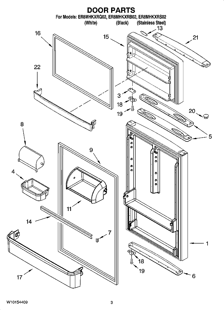 DOOR PARTS Diagram and Parts List for ER8MHKXRS02  Whirlpool Refrigerator