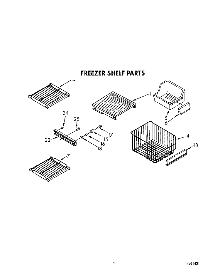 FREEZER SHELF Diagram and Parts List for KSSS36MAX00  KitchenAid Refrigerator