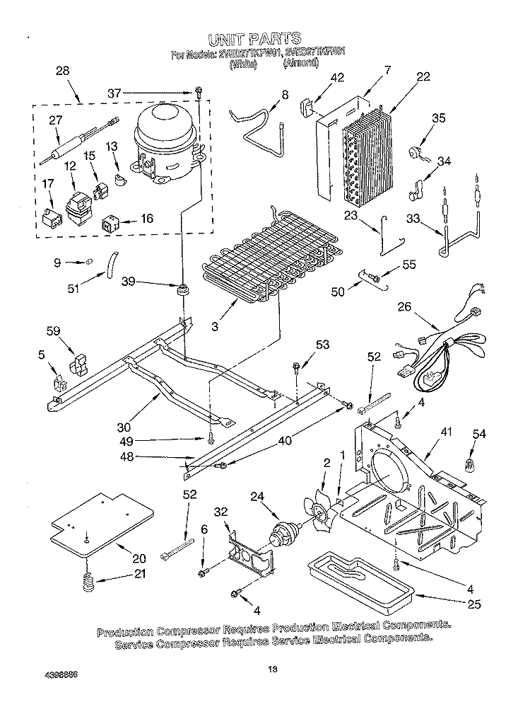 UNIT, OPTIONAL Diagram and Parts List for 2VED27TKFW01  Whirlpool Refrigerator